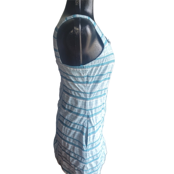 Roxy Striped Blue And White  Button Front Dress L - Picture 4 of 6